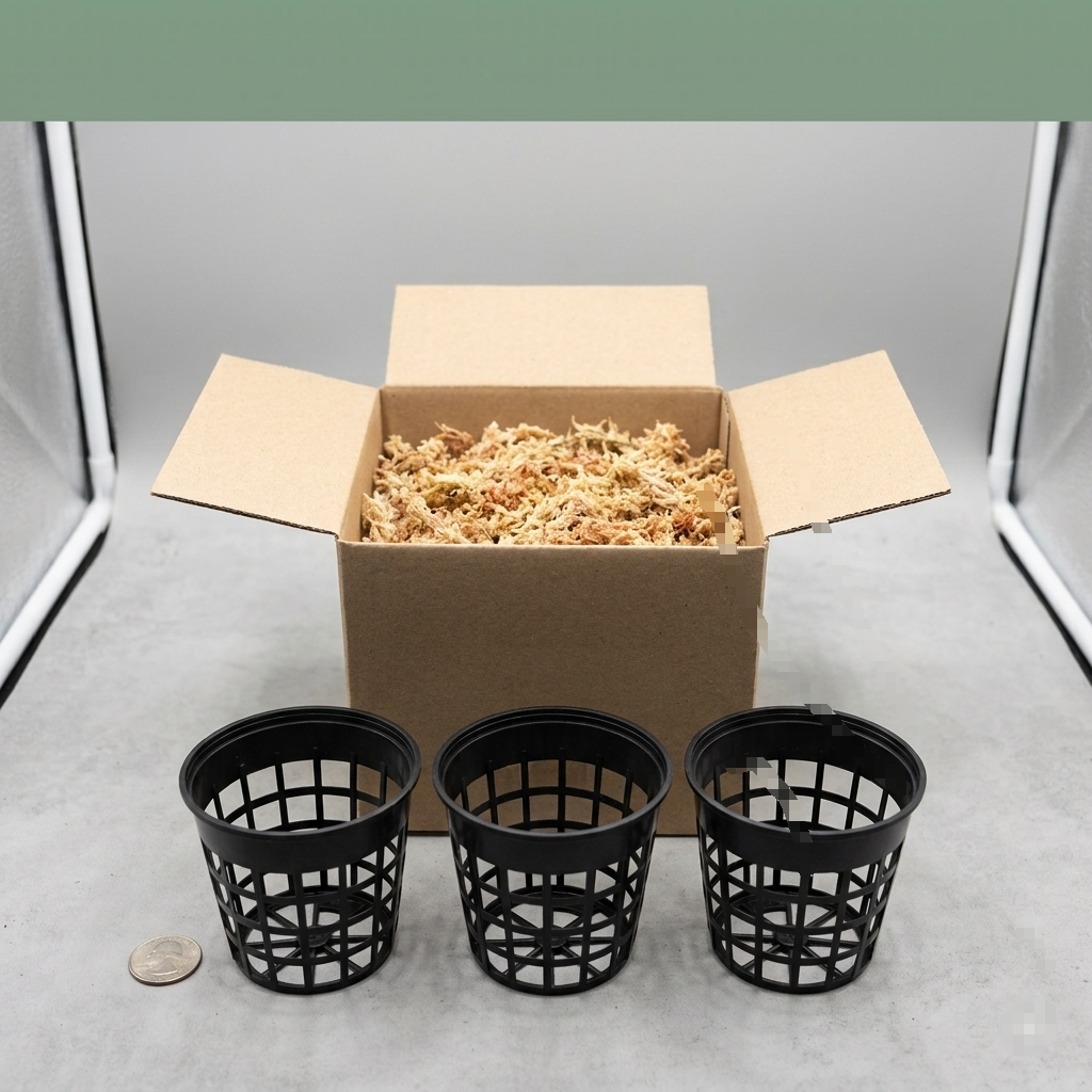 Three 3 Inch Net Pots with New Zealand Sphagnum Moss – Carnivorous Plant Supplies